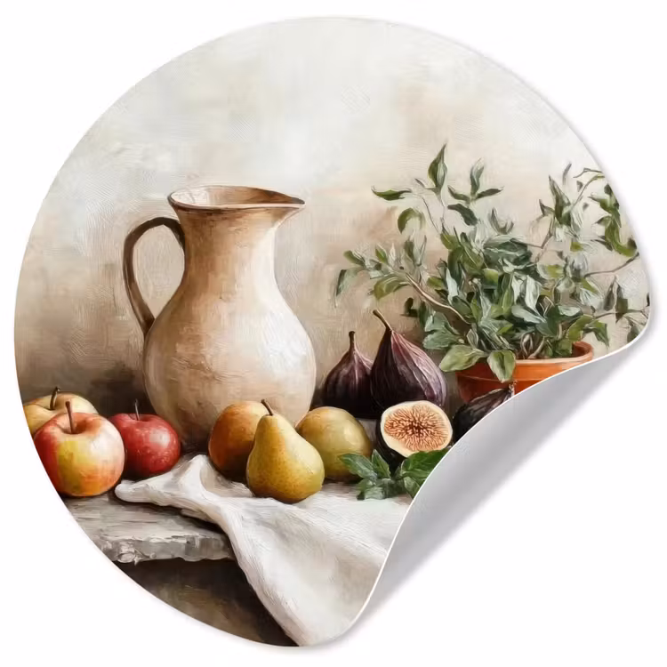 Fruit - Kruiden - Landelijk Wandcirkel behangsticker klein -3d