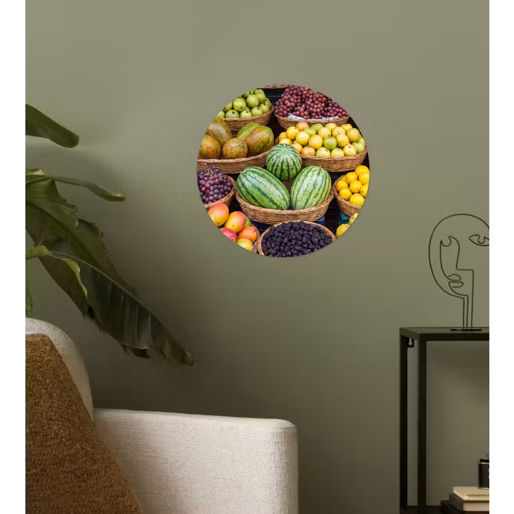 Runde Tapete - Obst – Markt – Bunt - Fruit - Markt - Kleurrijk Wandcirkel behangsticker klein