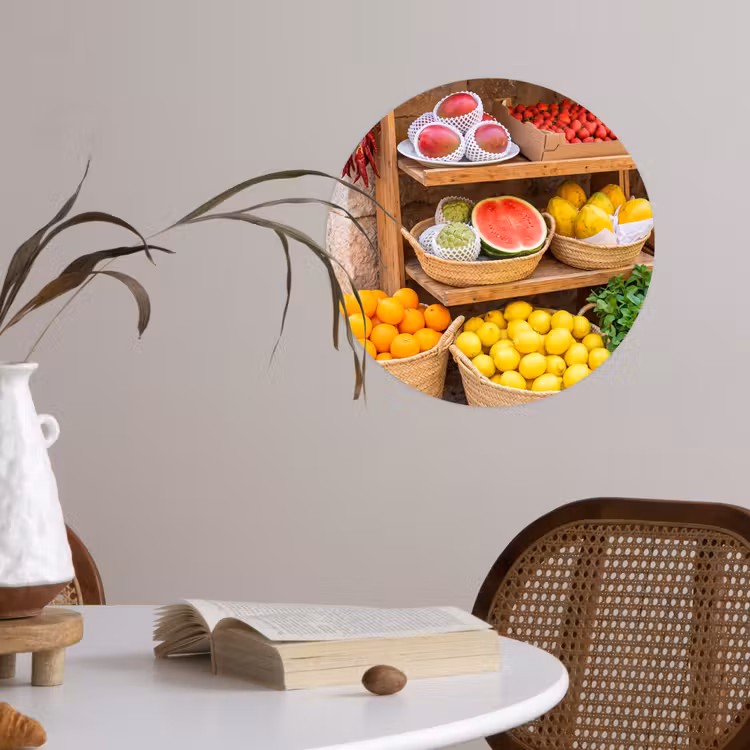 Runde Tapete - Obst – Markt – Frisch - Fruit - Markt - Vers Wandcirkel behangsticker klein