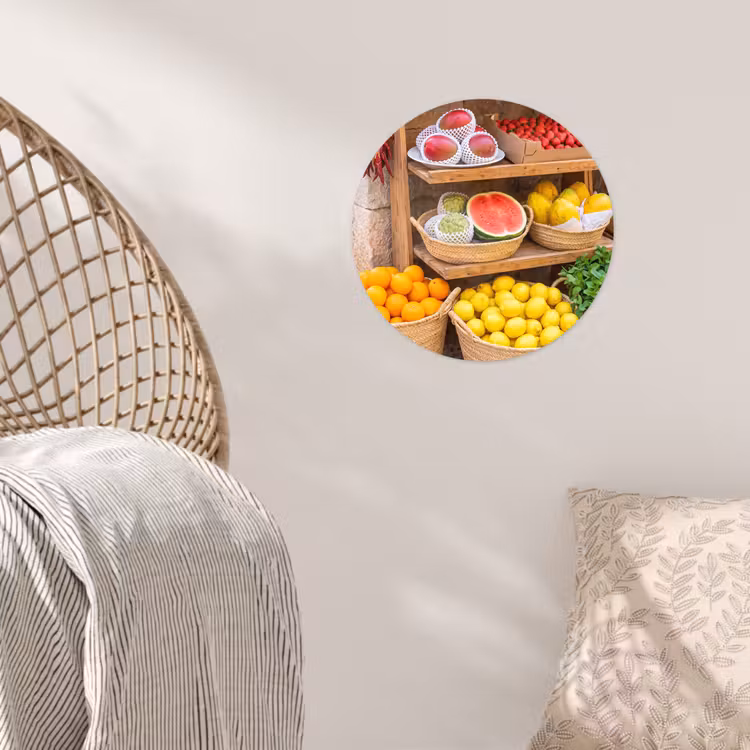 Runde Tapete - Obst – Markt – Frisch - Fruit - Markt - Vers Wandcirkel behangsticker klein