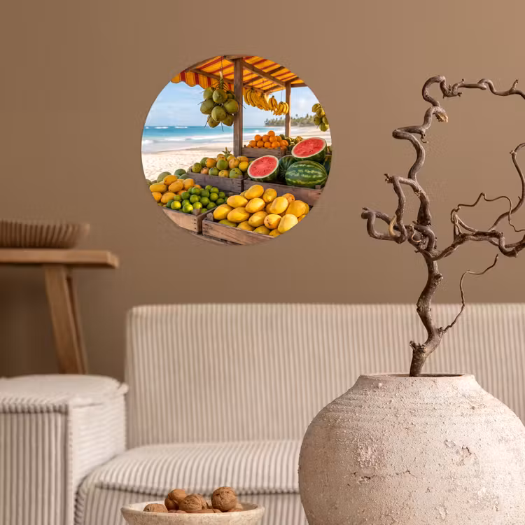 Runde Tapete - Obst – Strand – Tropisch - Fruit - Strand - Tropisch Wandcirkel behangsticker klein