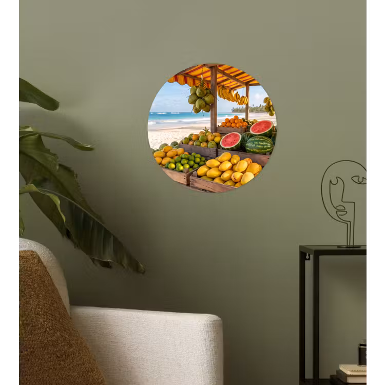 Runde Tapete - Obst – Strand – Tropisch - Fruit - Strand - Tropisch Wandcirkel behangsticker klein