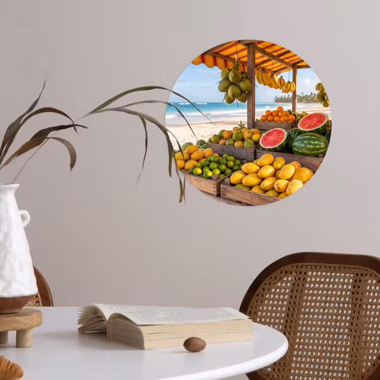 Runde Tapete - Obst – Strand – Tropisch - Fruit - Strand - Tropisch Wandcirkel behangsticker klein