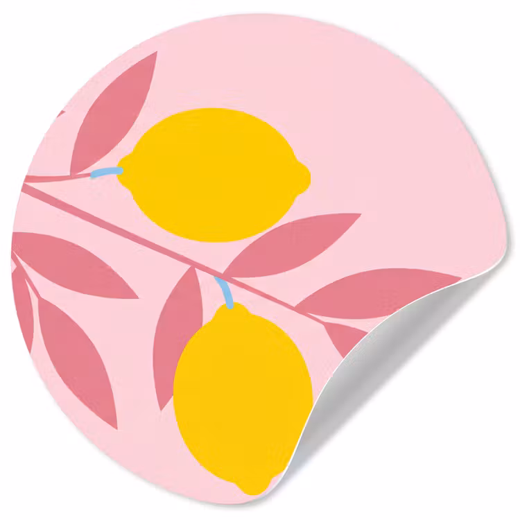 Fruit - Tak - Natuur - Abstract - Roze Wandcirkel behangsticker klein -3d