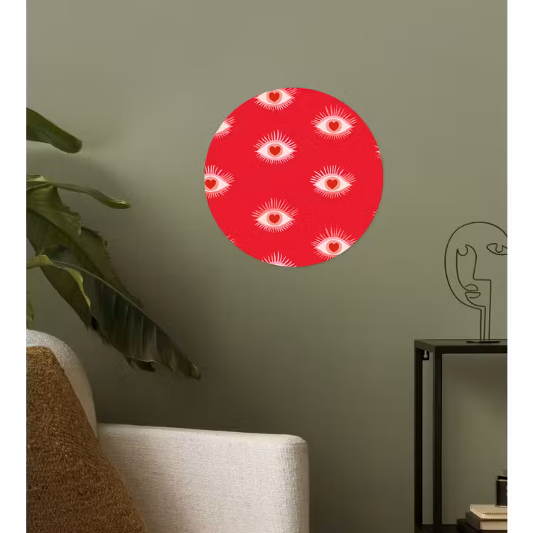Ogen - Hart - Abstract - Rood - Roze Wandcirkel behangsticker klein 186 -sfeer2