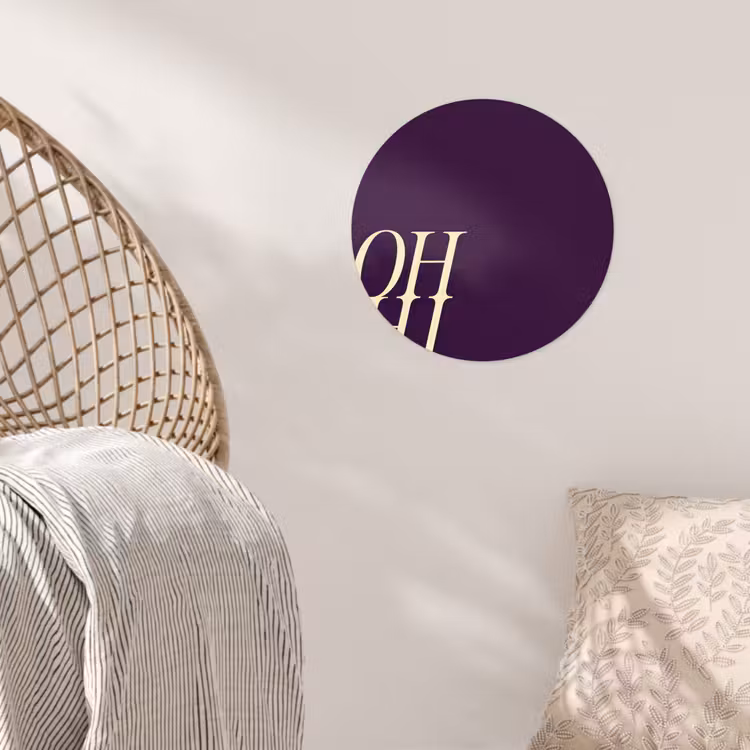 Oh hi - Paars - Cursief Wandcirkel behangsticker klein -sfeer4