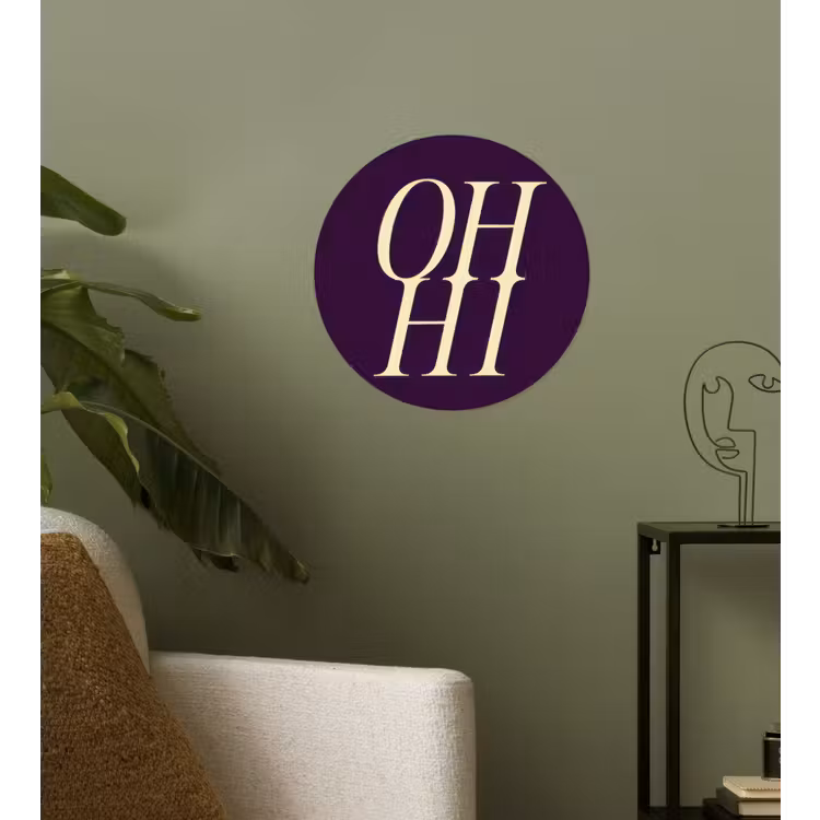 Oh hi - Paars - Minimalistisch Wandcirkel behangsticker klein -sfeer2