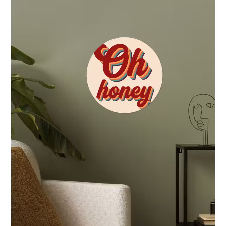 Oh honey - Rood - Schaduw Wandcirkel behangsticker klein -sfeer2