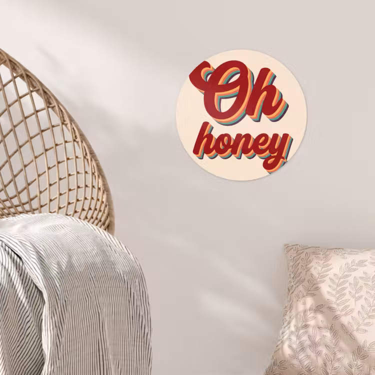 Oh honey - Rood - Schaduw Wandcirkel behangsticker klein -sfeer4