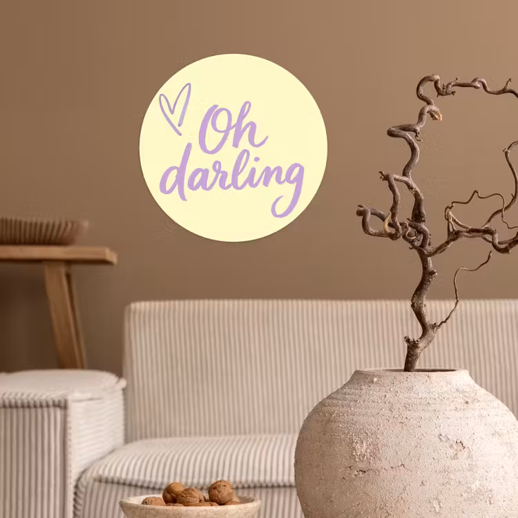 Oh darling - Geel - Hart Wandcirkel behangsticker klein -sfeer1