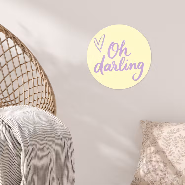 Oh darling - Geel - Hart Wandcirkel behangsticker klein -sfeer4