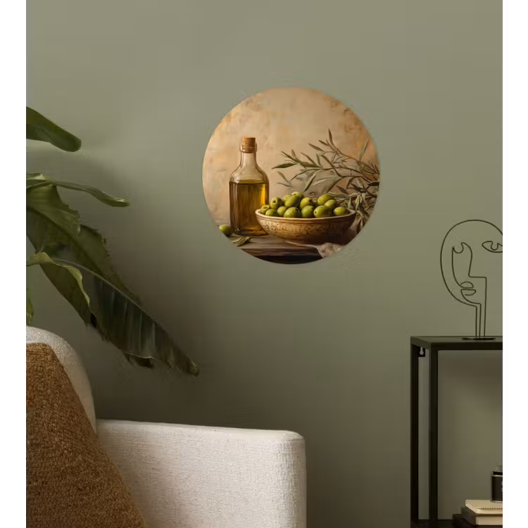 Olijven - Stilleven - Vintage Wandcirkel behangsticker klein -sfeer2
