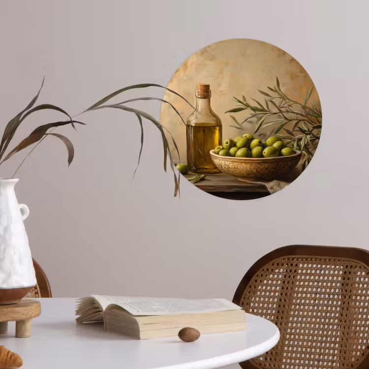 Olijven - Stilleven - Vintage Wandcirkel behangsticker klein -sfeer3