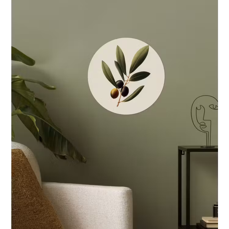 Olijftak - Donkergroen - Olijven Wandcirkel behangsticker klein -sfeer2
