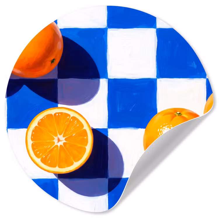 Runde Tapete - Orange – Kariert – Essen - Sinaasappel - Geruit - Eten Wandcirkel behangsticker klein