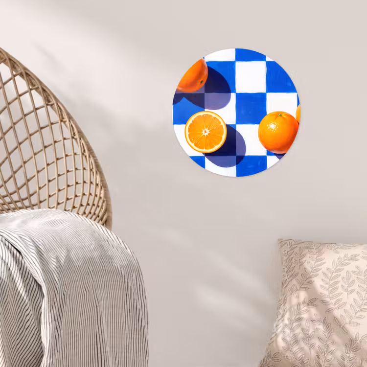 Runde Tapete - Orange – Kariert – Essen - Sinaasappel - Geruit - Eten Wandcirkel behangsticker klein
