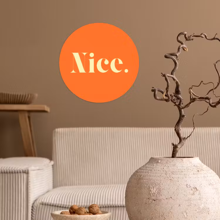 Oranje - Gebroken wit - Nice Wandcirkel behangsticker klein -sfeer1