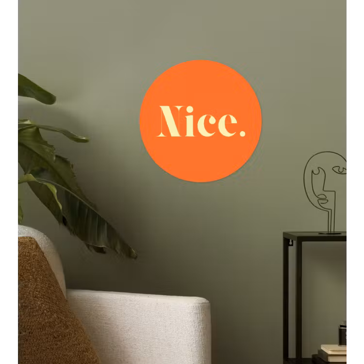 Oranje - Gebroken wit - Nice Wandcirkel behangsticker klein -sfeer2