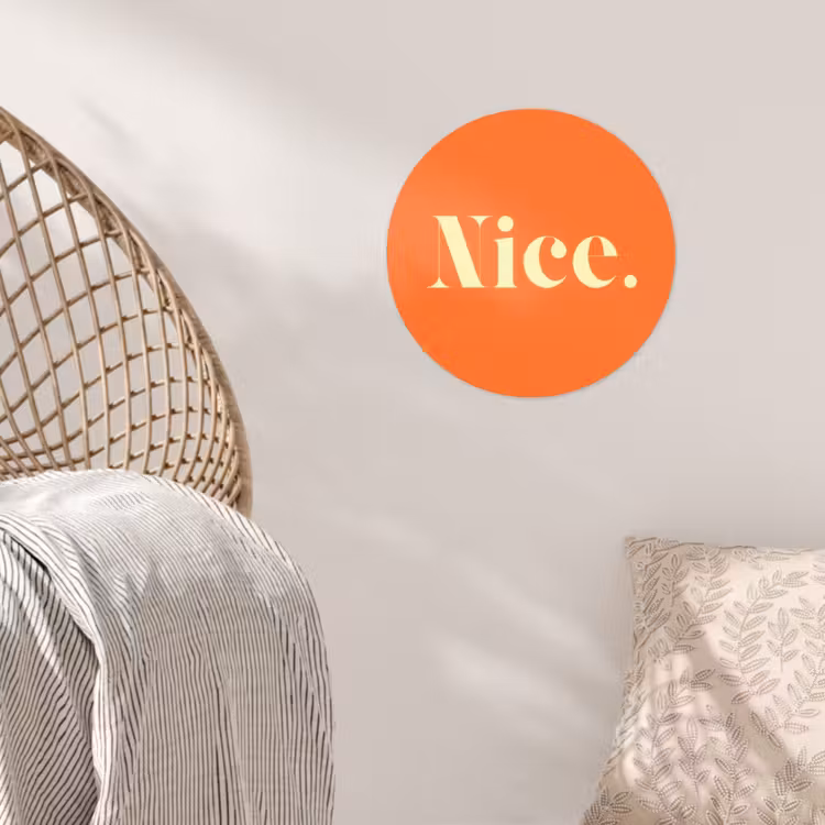 Oranje - Gebroken wit - Nice Wandcirkel behangsticker klein -sfeer4