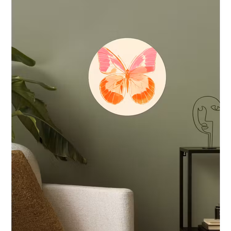 Oranje - Vlinder - Minimalistisch Wandcirkel behangsticker klein -sfeer2