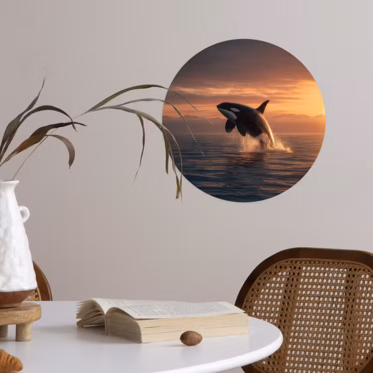 Orka - Zee - Zonsondergang Wandcirkel behangsticker klein -sfeer3