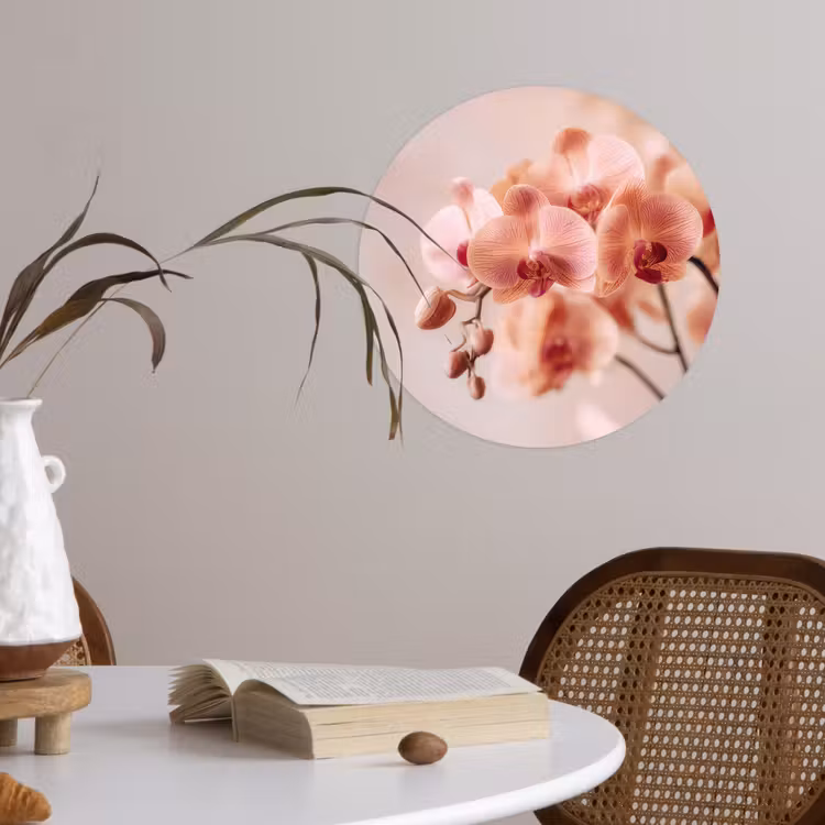 Orchidee - Bloemen - Roze - Bloemblaadjes Wandcirkel behangsticker klein -sfeer3