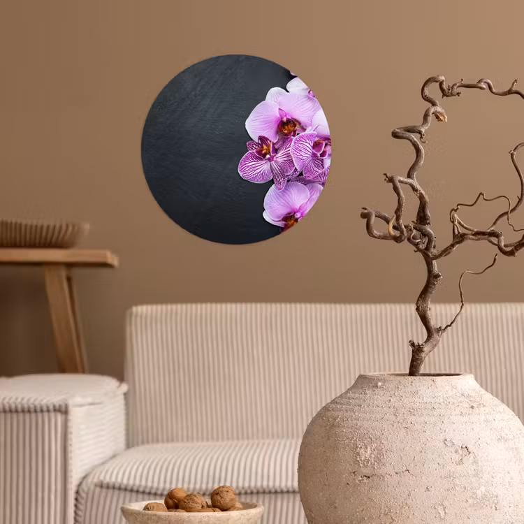 Orchidee - Bloemen - Roze - Flora Wandcirkel behangsticker klein -sfeer1
