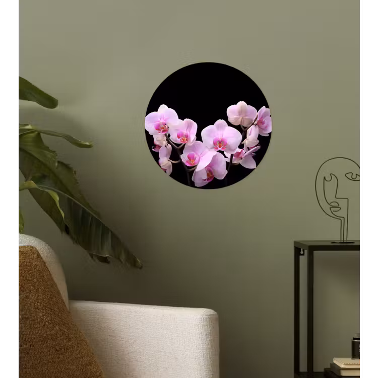 Orchidee - Bloemen - Roze - Flora Wandcirkel behangsticker klein -sfeer2