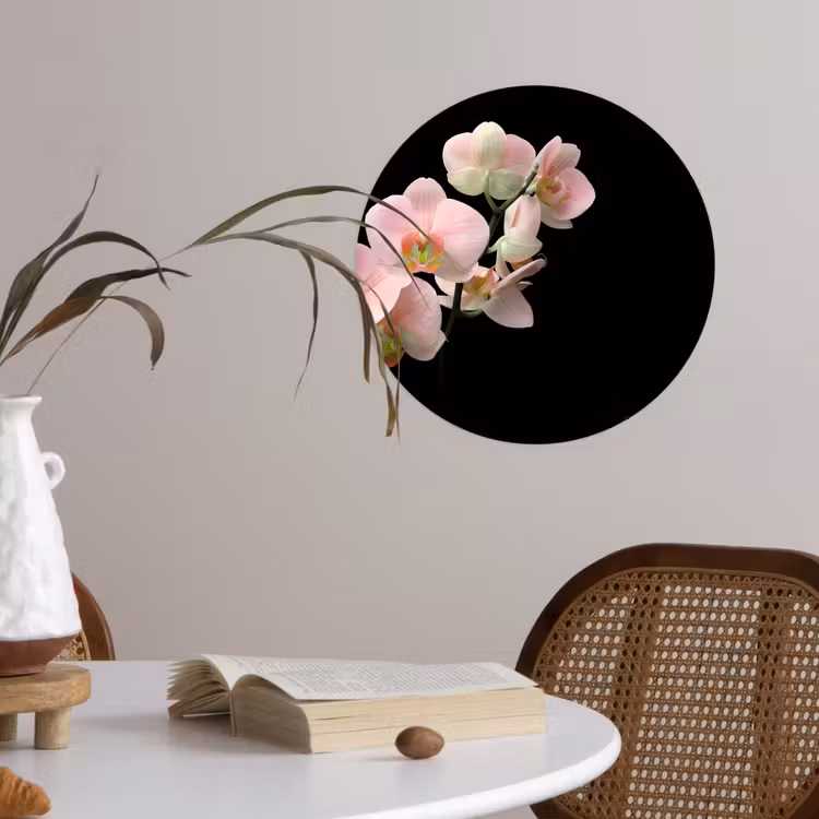 Orchidee - Bloemen - Roze - Stilleven - Flora Wandcirkel behangsticker klein -sfeer3