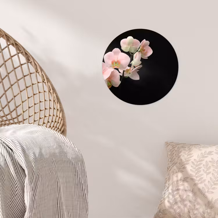 Orchidee - Bloemen - Roze - Stilleven - Flora Wandcirkel behangsticker klein -sfeer4