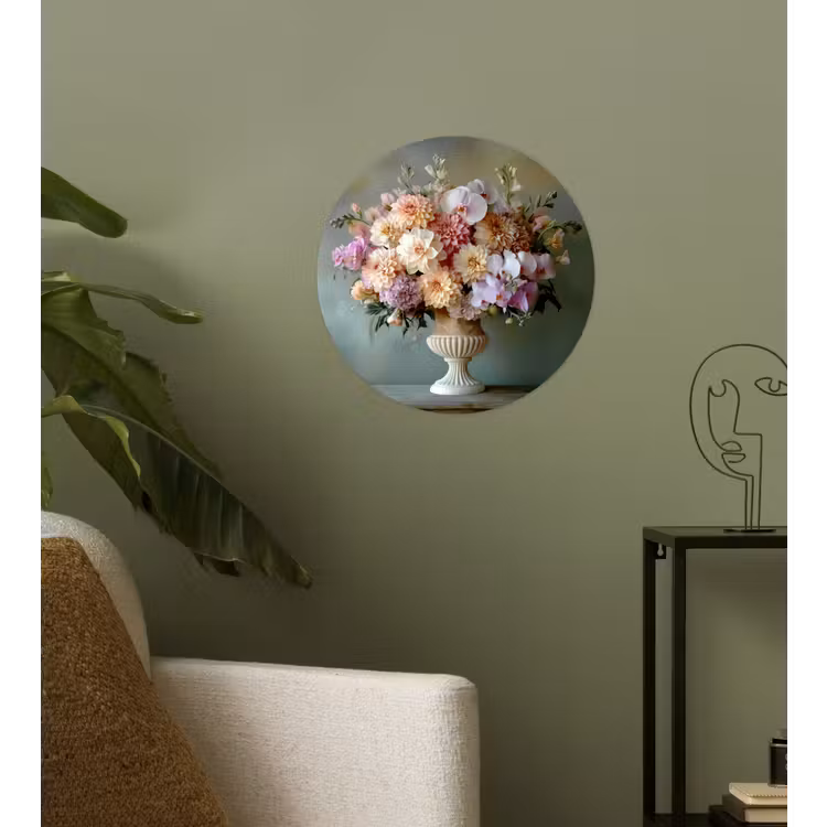 Orchidee - Boeket - Vaas - Bloemen Wandcirkel behangsticker klein -sfeer2
