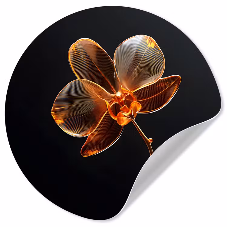 Orchidee - Doorzichtig - Bloem Wandcirkel behangsticker klein -3d