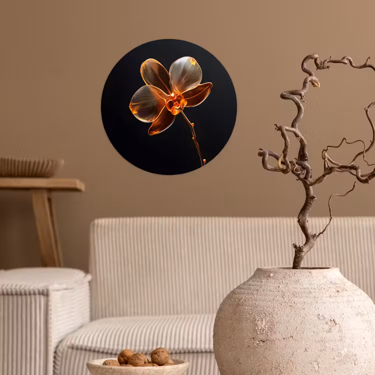 Orchidee - Doorzichtig - Bloem Wandcirkel behangsticker klein -sfeer1