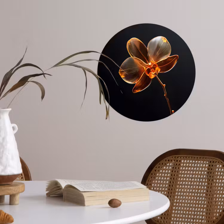 Orchidee - Doorzichtig - Bloem Wandcirkel behangsticker klein -sfeer3
