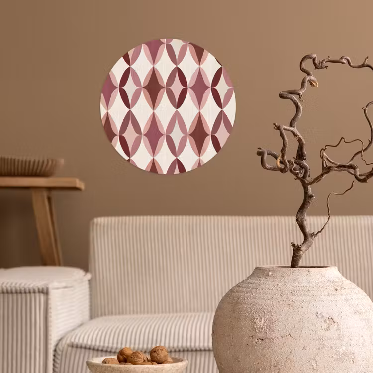 Ovaal - Textuur - Roze Wandcirkel behangsticker klein 186 -sfeer1