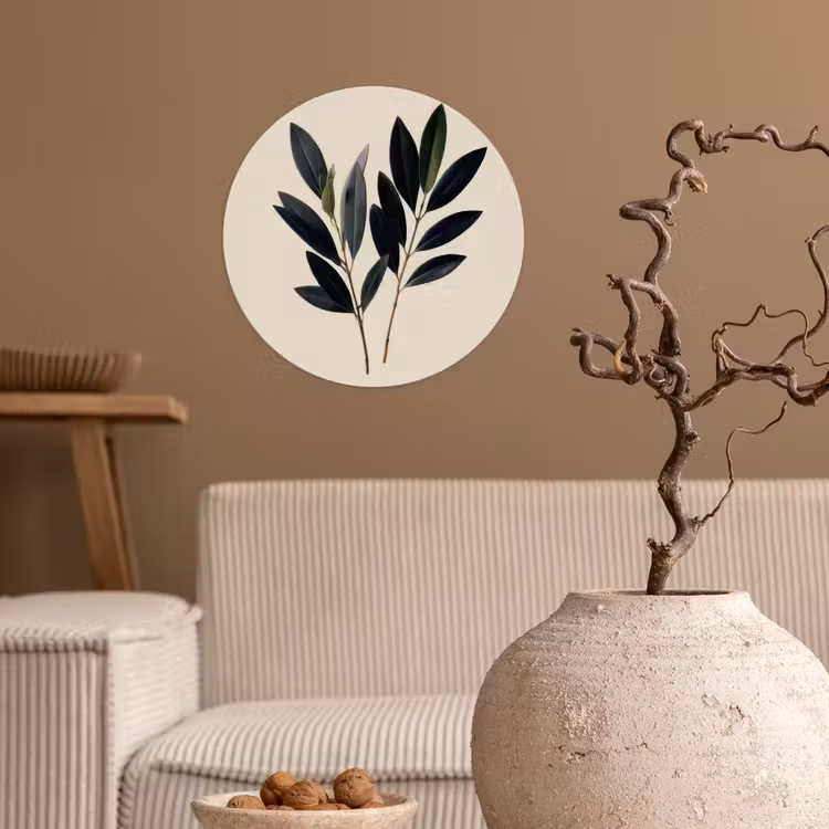 Ovaalvormige bladeren - Diep groen - Symmetrisch Wandcirkel behangsticker klein -sfeer1