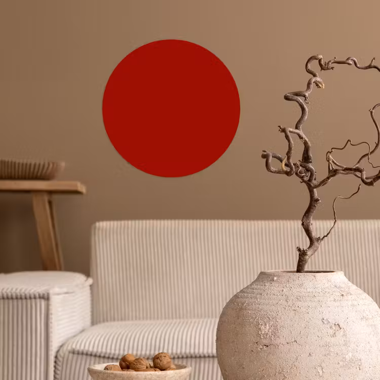 Oxblood - Maroon - Rood Wandcirkel behangsticker klein 186 -sfeer1