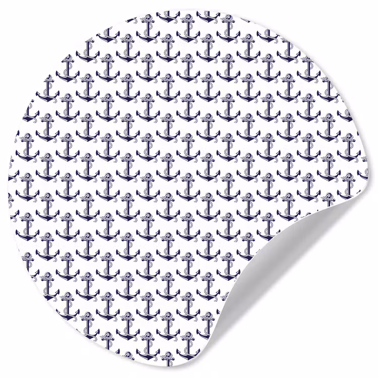 Oceaan - Anker - Blauw - Wit Wandcirkel behangsticker klein 186 -3d