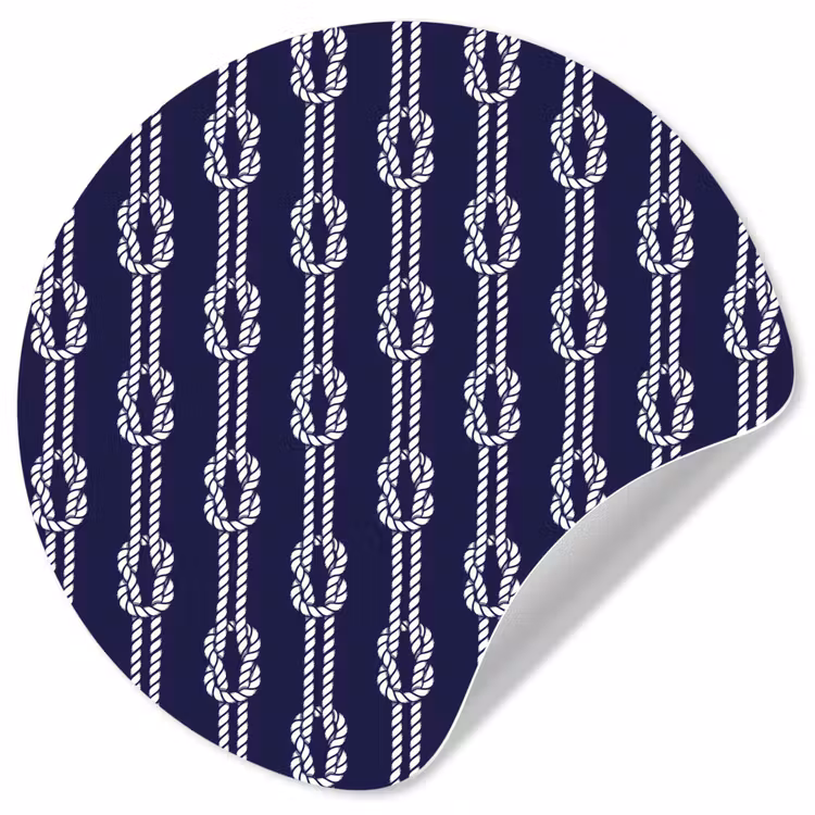 Oceaan - Touw - Blauw - Wit Wandcirkel behangsticker klein 186 -3d