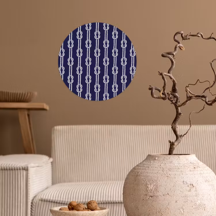 Oceaan - Touw - Blauw - Wit Wandcirkel behangsticker klein 186 -sfeer1