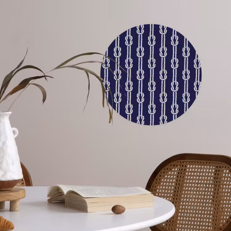 Oceaan - Touw - Blauw - Wit Wandcirkel behangsticker klein 186 -sfeer3