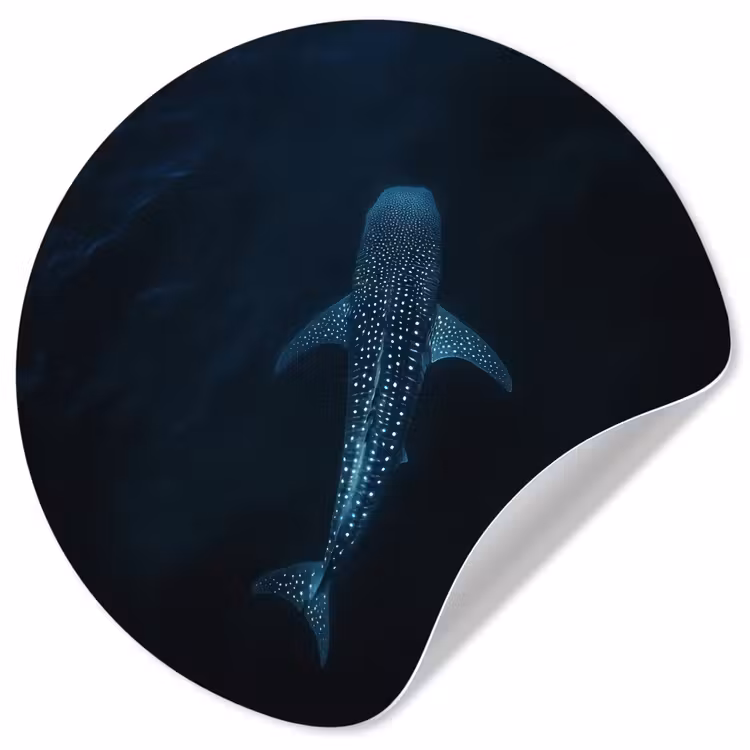 Oceaan - Walvishaai - Donkerblauw - Vlekken Wandcirkel behangsticker klein -3d