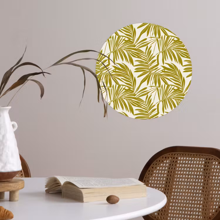 Palmblad - Patroon - Groen Wandcirkel behangsticker klein 186 -sfeer3