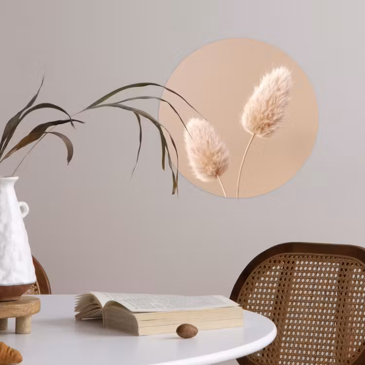 Pampas pluimen - Beige - Planten Wandcirkel behangsticker klein -sfeer3