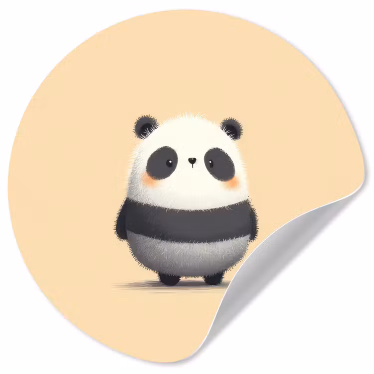 Panda - Beige - Minimalistisch Wandcirkel behangsticker klein -3d