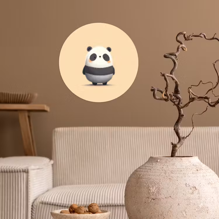 Panda - Beige - Minimalistisch Wandcirkel behangsticker klein -sfeer1