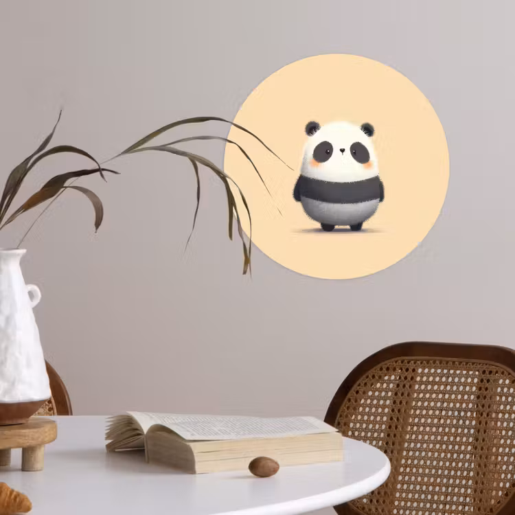 Panda - Beige - Minimalistisch Wandcirkel behangsticker klein -sfeer3