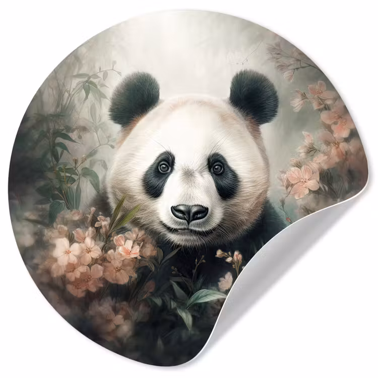 Panda - Dieren - Bloemen - Planten Wandcirkel behangsticker klein -3d