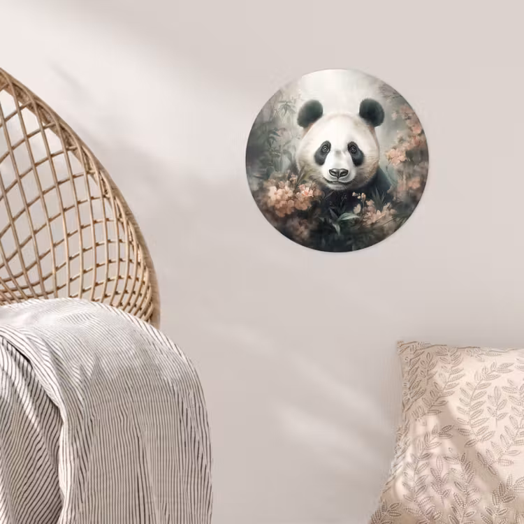 Panda - Dieren - Bloemen - Planten Wandcirkel behangsticker klein -sfeer4
