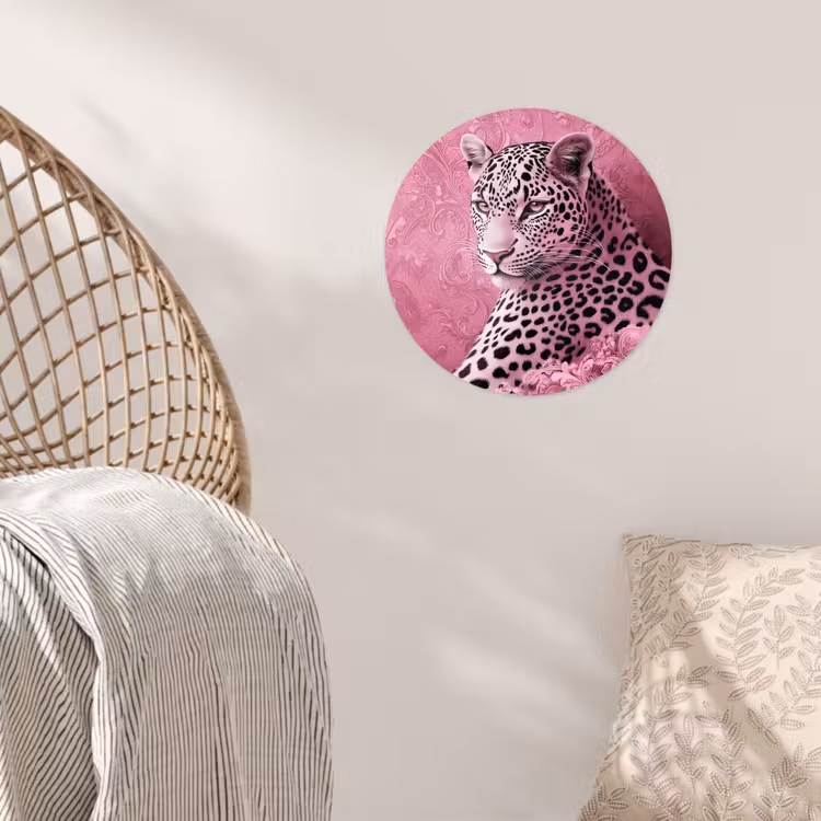 Panter - Luxe - Roze Wandcirkel behangsticker klein -sfeer4